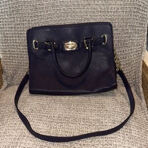 Michael Kors Hamilton purple and gold handbag